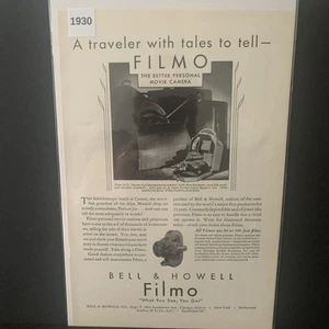 Vintage 1930 Bell & Howell Filmo A Travler WIth Tales To Tell Ad Advertisement - Imagen 1 de 2