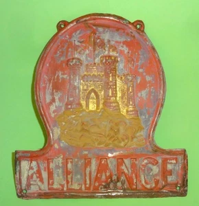 ¡MUY RARO! Letrero en relieve de metal estaño de garantía de seguros de alianza años 30 - Imagen 1 de 5