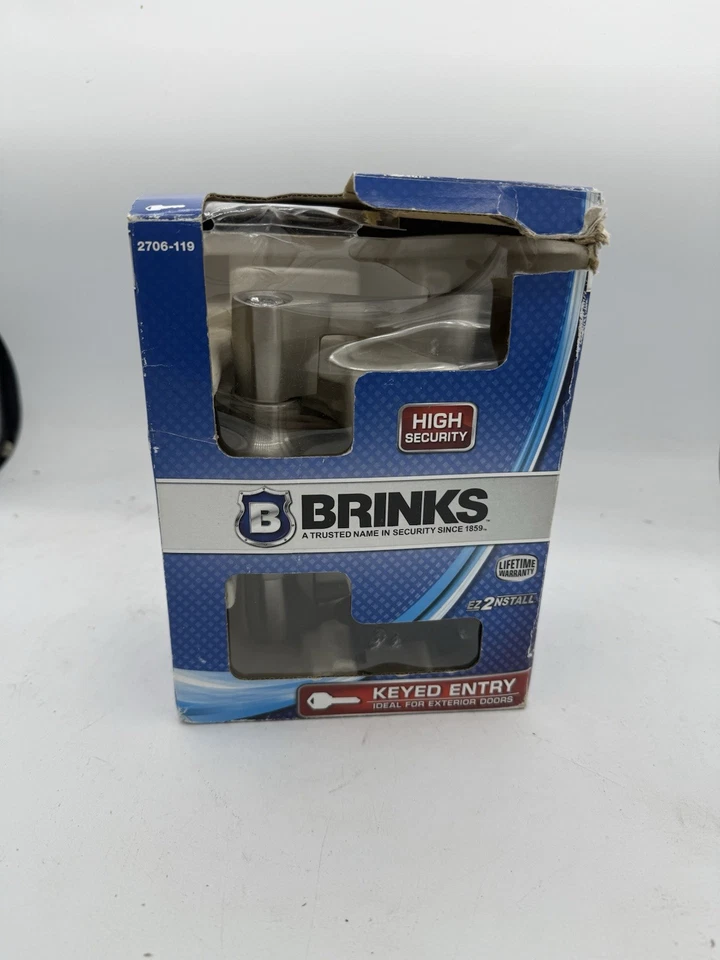 Cerradura de palanca de puerta de entrada con llave de alta seguridad Brinks 2706-119 níquel satinado Foto 1 de 2