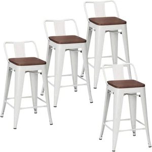 24 Inch Bar Stools Set of 4 Industrial Metal Barstools Counter Height Bar Sto... - Picture 1 of 9