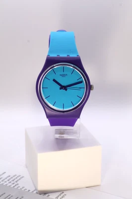 NEW Rare Swatch MIXED UP Dual Tone Blue Purple Silicone Women's 34mm Watch GV128 - Image 1 of 4