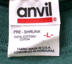 Lot de 12 T-shirt vintage à manches longues vert foncé marque Anvil en vrac - Rare années 90