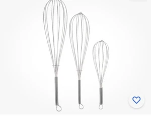 3pc Steel Balloon Whisk Set 3 Sizes Manual Kitchen Cooking Egg Hand Mixer Whisks - Picture 1 of 1