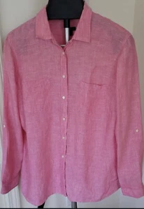 TALBOTS PINK 100% LINEN LONG SLEEVE BUTTON DOWN SHIRT TOP WOMEN'S SIZE 2X NWT - Picture 1 of 10