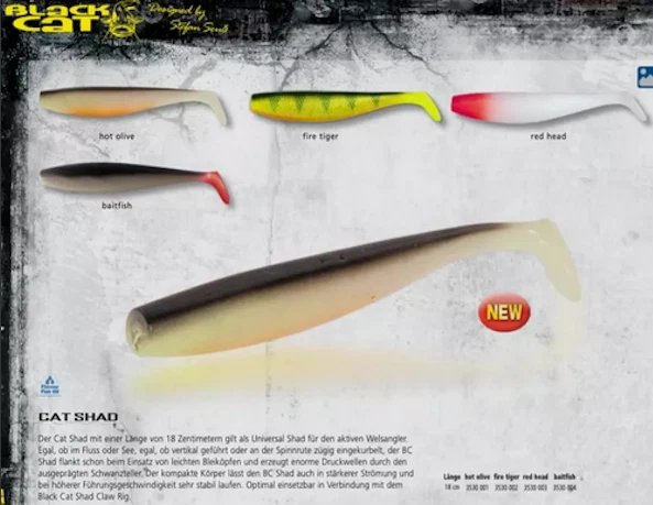 Black Cat Shad 18cm Gummifisch Kunstköder Wels,Zander,Hecht Claw Rig - Bild 1 von 1