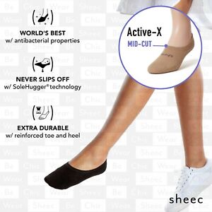 Sheec Active X MID-CUT Women's REINFORCED ANTIBACTERIAL No Show Socks Non Slip