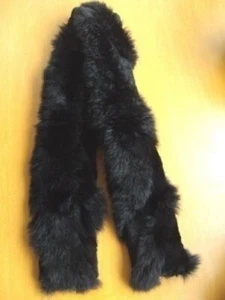 REFURBISHED BLACK SHEARED BEAVER & OPOSSUM FUR SCARF 52" - Picture 1 of 1