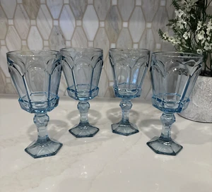 4 Vintage Fostoria Virginia Water Wine Goblets Glasses 6 1/2'' Light Blue 7 Oz - Picture 1 of 19