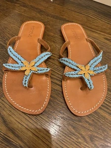 New Mystique Starfish Sandals Turquoise Women's Size 9 Blue Gorgeous Beaded Gold - Picture 1 of 2
