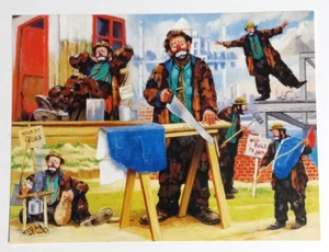 Emmett Kelly Clown Werbung übergroße Postkarte B. Leighton Jones Mann bei der Arbeit - Bild 1 von 2