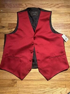 Neu Jonathan Wachtel Herren Luxe Rot/Schwarz Polyester Weste Größe Medium Taschen - Bild 1 von 6
