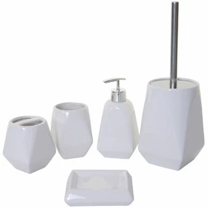 5-teiliges Badezimmerset MCW-C71, Badutensilien Badaccessoires Keramik, weiß - Bild 1 von 4