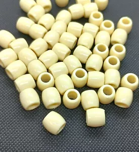 100 cuentas de pony de plástico crema grande 11x11,5 mm para proyectos artesanales hágalo usted mismo - Imagen 1 de 3