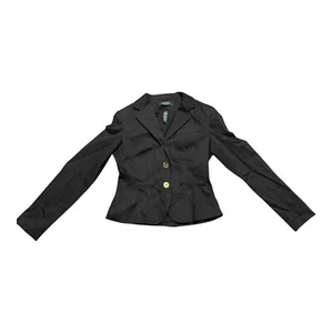 LAUREN RALPH LAUREN Blazer Jacket Womens 2P Black Single Breasted Notch Lapel - Picture 1 of 3