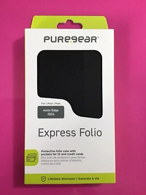 Funda protectora tipo folio PureGear Express para Moto Edge 2024 NEGRA NUEVA - envío rápido Foto 1 de 4