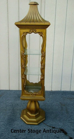 62511  Mid Century Modern Gold Curio Cabinet Etergie Cover