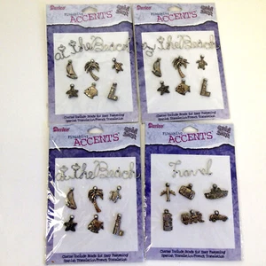 (4) Darice Finishing Accents Metal Charms Brads 3 Beach & 1 Travel Sealed - Picture 1 of 12