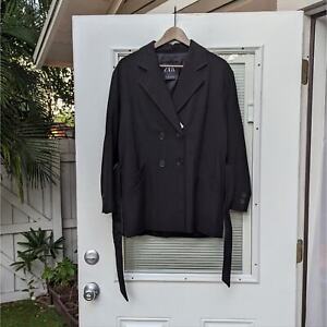 New Zara Belted Black Blazer Jacket, Size S