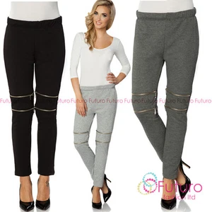 Pantalones informales con cremalleras pantalones ajustados parte inferior delgada activa tallas 8-14 ft1916 - Imagen 1 de 4