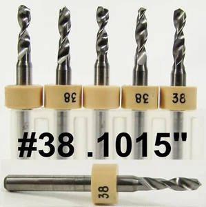 Broca de carburo sólido #38 .1015 cinco piezas - con vástagos de 1/8" R/S - Imagen 1 de 4