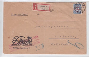 DANZIG 1930 Mi 226 AUF EINSCHREIBEN BRIEF NACH TIEGENHOF Mi € 280,- - Bild 1 von 2