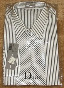 Dior Homme Slimane Era Striped Dress Shirt F/W 04 Size IT 43 / US 17 NWT - Picture 1 of 8