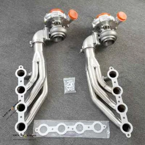 T4 AR.80/.96 Two Turbos +Exhaust Header+Elbows Set For LS1 LS2 LS3 LS6 LSX V8 - Picture 1 of 4