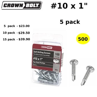 Self Drilling Screws Phillips Pan Head Tapping TEK Screw Zinc #10 x 1" Foto 1 de 2