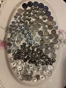 Lot of 160 Shades of Smoke Gray Mother of Pearl Engraved Buttons - Picture 1 of 4