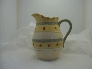LARGE INSPIRADO STONELITE CLAY 8.5" WATER PITCHER HANDPAINTED STRIPED - Picture 1 of 8