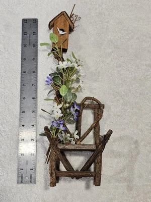 Stick Wicker Chair With Flowers And Birdhouse Great Condition  - Image 1 of 4