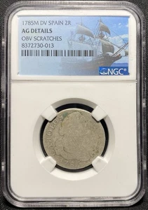 COLONIAL SPAIN 1785 AD, Mexico King Charles III SILVER 2 Real 2R Pirate Coin NGC - Picture 1 of 5