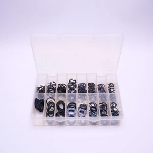 Sortiment Kasten Sicherungsringe innen & außen 16 Größen Halteklammern Set Schnappringe - Bild 1 von 1