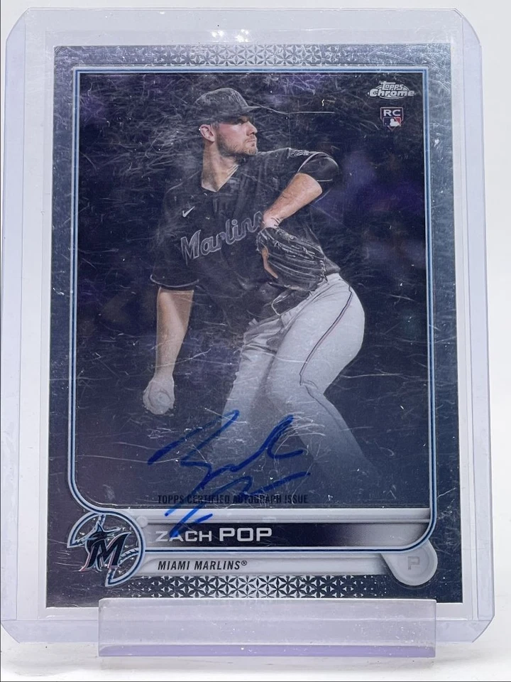ZACH POP 2022 TOPPS CHROME ROOKIE AUTOGRAPH MARLINS #RA-ZP RC AUTO Q4876 - Image 1 of 2
