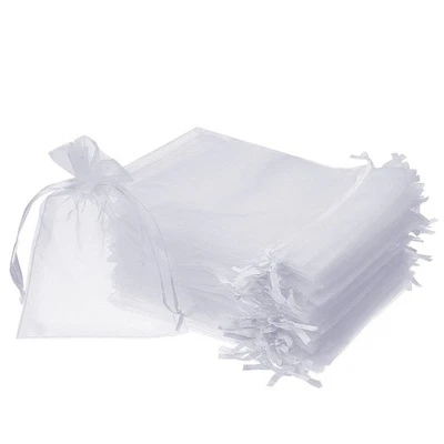 100PCS Boshen Organza Gift Candy Sheer Bags Mesh Jewelry Pouches Drawstring 3x4"