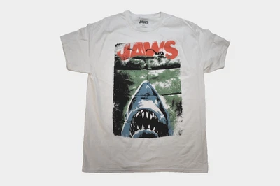 JAWS Mens Classic Great White Shark Terror Movie Poster Graphic Shirt New S-2XL - Image 1 of 4