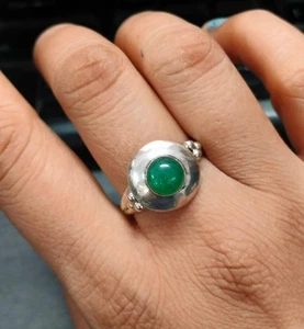 Anello avventurina verde naturale argento sterling 925 gioielli regalo... - Foto 1 di 5