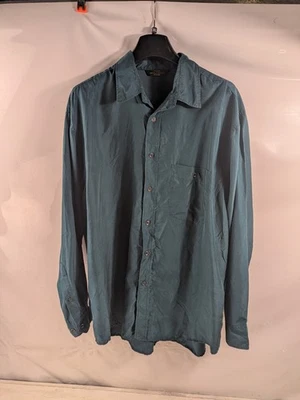 Men’s Vintage St Michael Marks & Spencer 100% Silk Shirt Size Large Green / Blue - Image 1 of 4