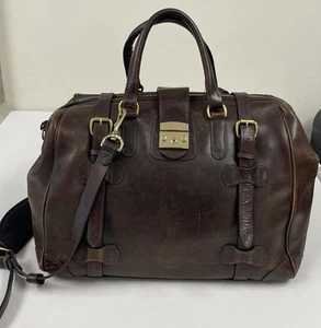 Mulholland Brothers Brown Leather Weekender Travel Duffle Safari Bag - Picture 1 of 24