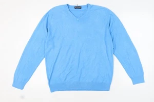 Marks & Spencer Men's Blue V-Neck Pullover Jumper L - Picture 1 of 12