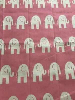 Premier Prints Ele the Elephant Cotton Fabric- Light Pink 7/8 YARD PIECE - Image 1 of 4