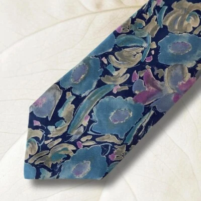 Corbata ancha formal estampado floral abstracto 100 % seda Oleg Cassini vintage años 80 Foto 1 de 4