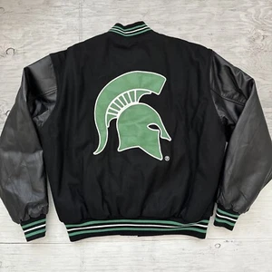VTG NCAA JH Design Michigan State Spartans Reversible Letterman Jacket Sz Large - Picture 1 of 20