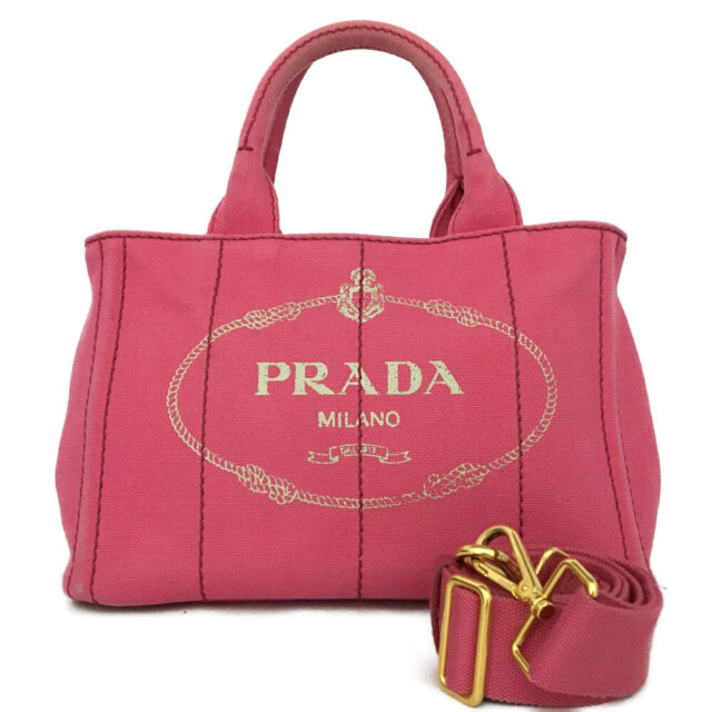 Auth PRADA Logo Mini Pouch Pink Nylon Leather 1NA339 Used
