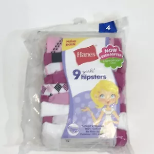 Hanes Niñas Hipsters Sin Etiquetas Talla 4 Valor Multipack Ropa Interior Surtida Rosa Paquete de 9 - Imagen 1 de 4