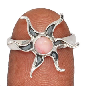 Sun - Natural Peruvian Pink Opal 925 Sterling Silver Ring Jewelry s.7 CR61369 - Picture 1 of 1