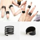 Gothic Women Jewelry Band Midi Above Knuckle Ring Set Stack Plain Punk Black