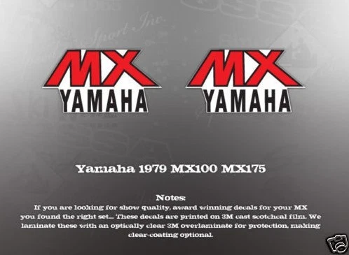 YAMAHA 1979 MX80 MX100 MX175 TANQUE CALCOMANÍAS GRÁFICOS Foto 1 de 1