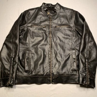 Черный заклепки искусственной кожи мотоциклетная куртка женщин средний коричневый карманы - Изображение 1 из 4