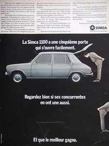PUBLICITÉ DE PRESSE 1968 LA SIMCA 1100 A UNE CINQUIÈME PORTE - ADVERTISING - Picture 1 of 1